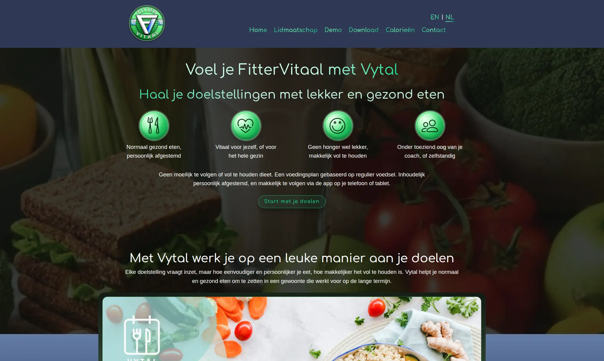 Screenshot van de FitterVitaal website. Web & systeem development door TerraBytz