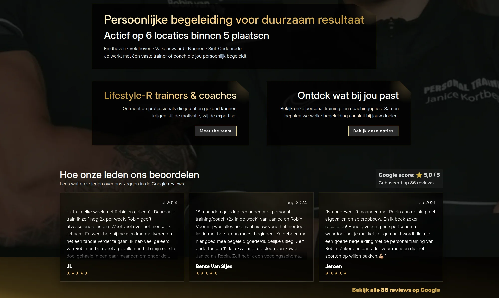 Screenshot van de website van Lifestyle-R, een Personal Training en leefstijl onderneming in Eindhoven. Web & systeem development door TerraBytz.