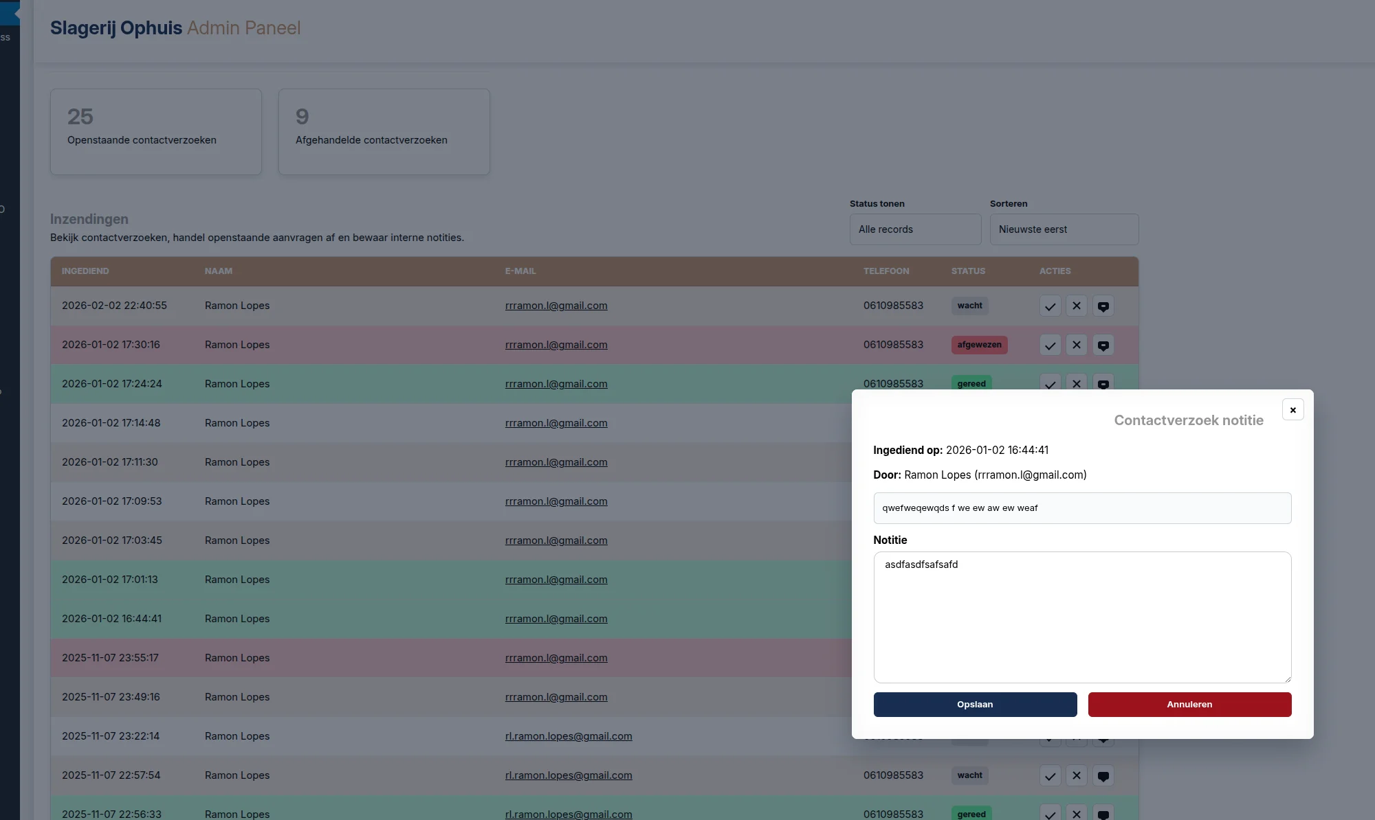 Screenshot van de website van Slagerij Ophuis, een ambachtelijke slagerij in Erp. Web & systeem development door TerraBytz.