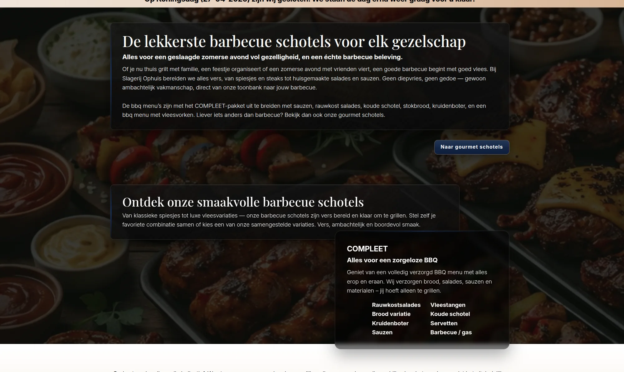 Screenshot van de website van Slagerij Ophuis, een ambachtelijke slagerij in Erp. Web & systeem development door TerraBytz.
